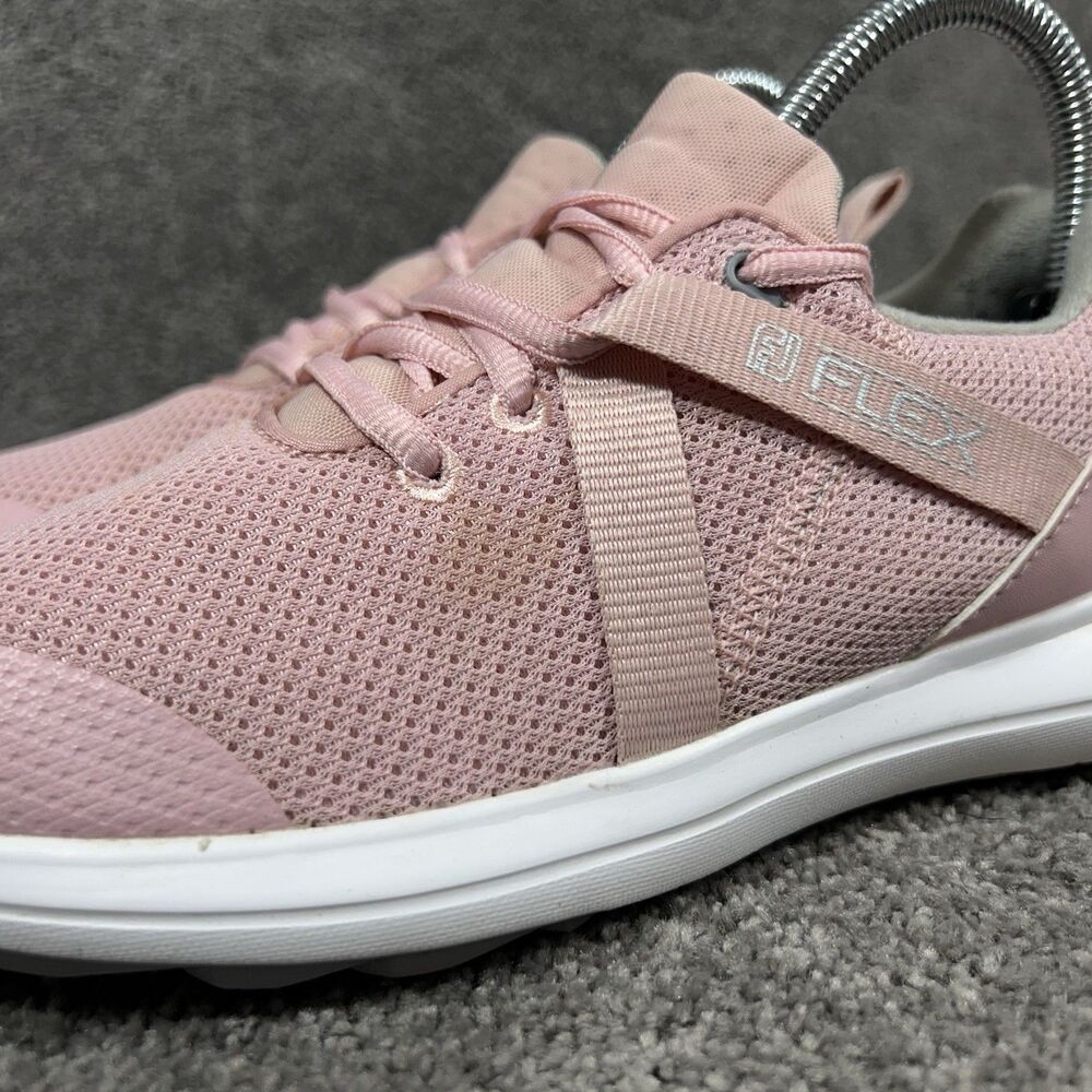 FootJoy Fj Flex 95730 Women's Size 7 M Pink White Spikeless Golf Shoes Used - Picture 7 of 13